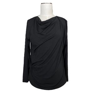 MM Lafleur Winfrey Draped Neck Side Gathered Long Sleeve Viscose Top Size XL